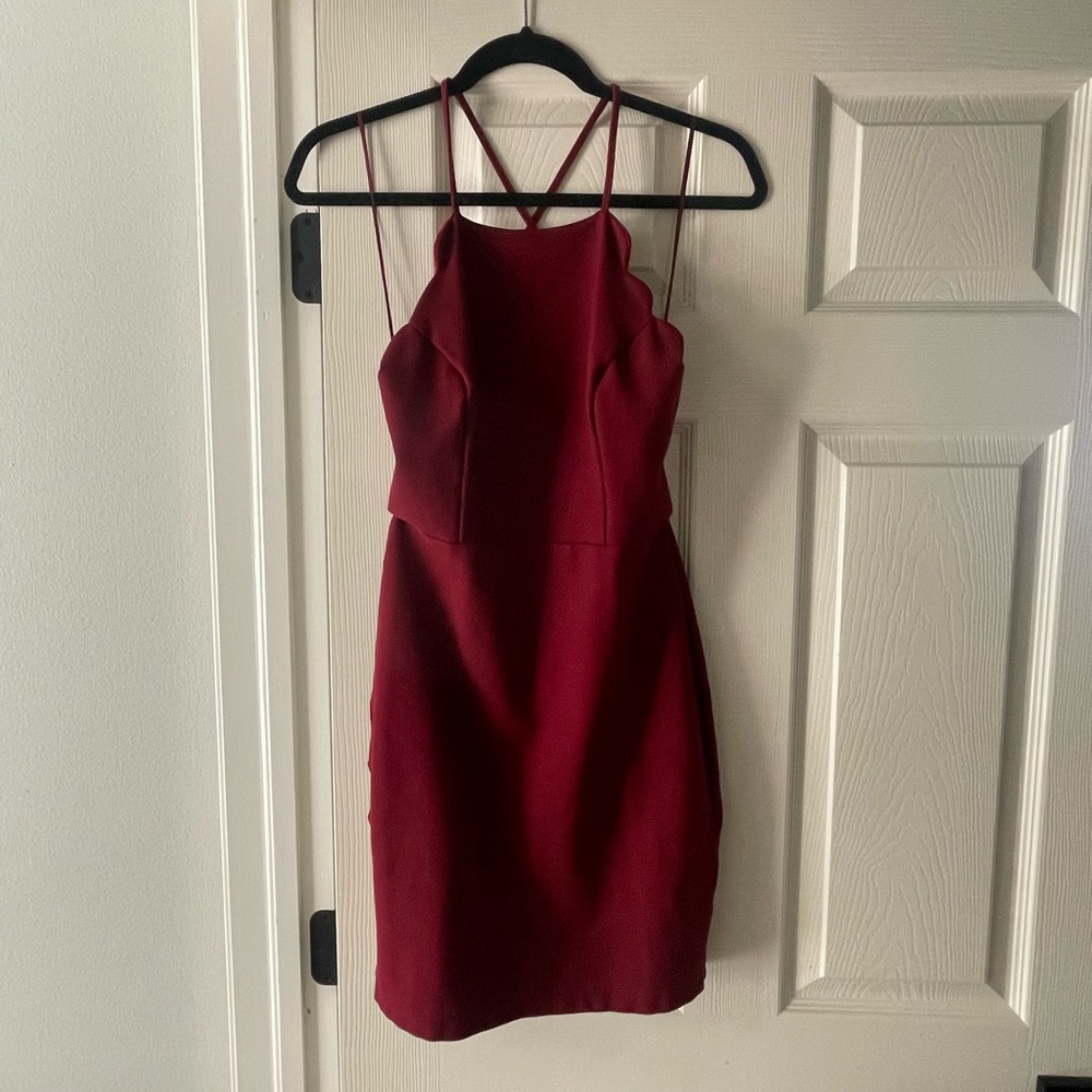 Scalloped Wine Special Event Dress